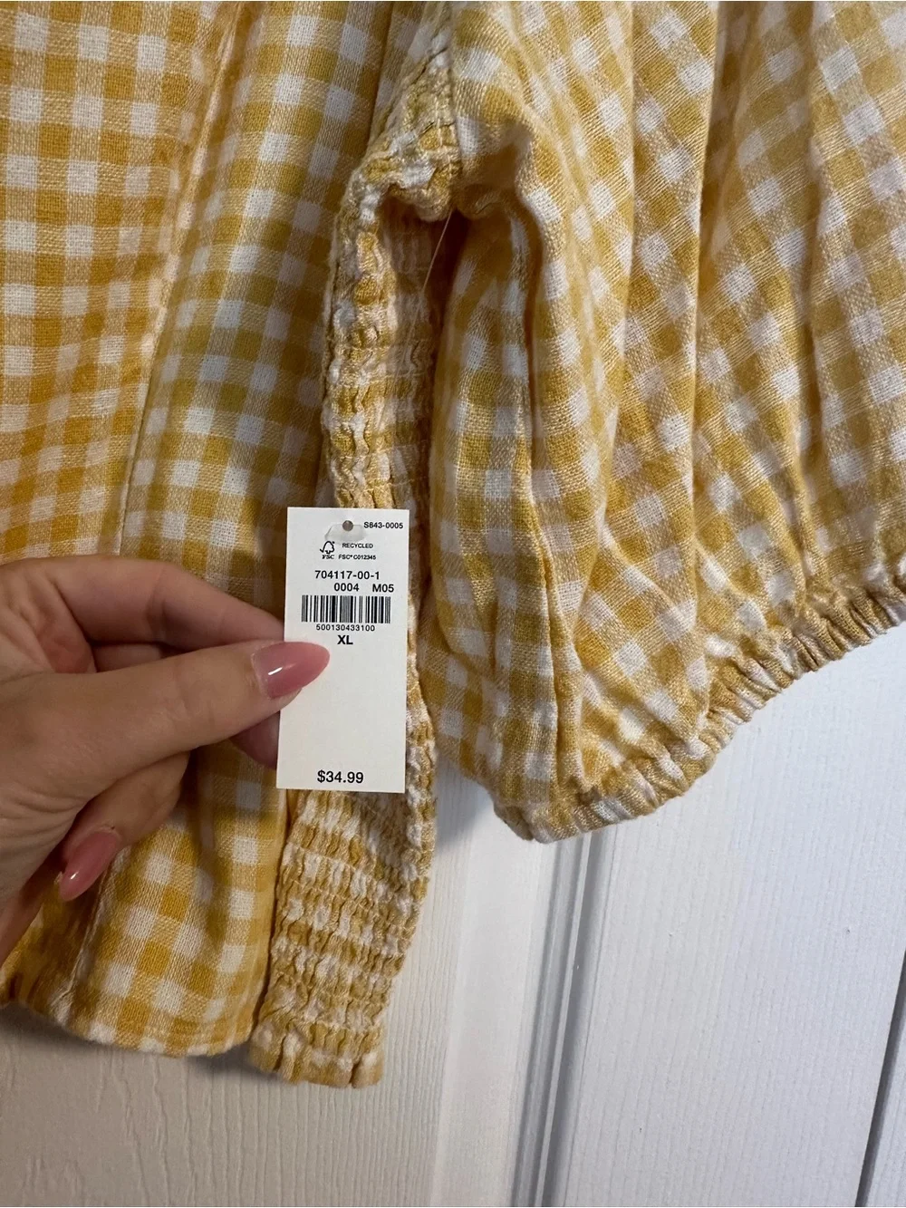 Old Navy Yellow Gingham Square-Neck Button Front Blouse